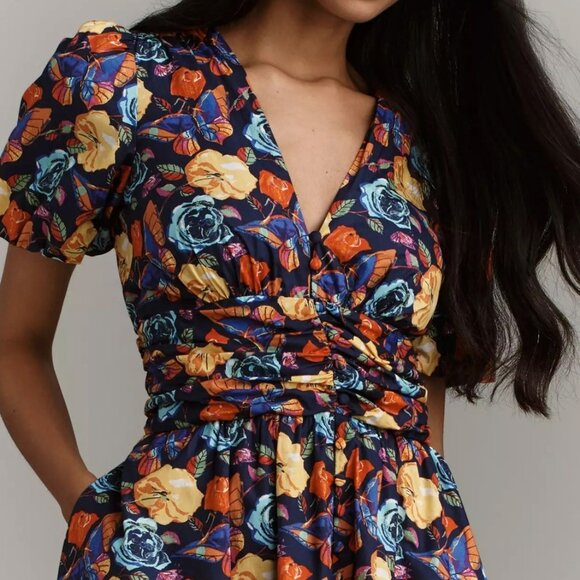 Anthropologie The Katerina Button-Front Dress Navy Floral Maxi Plus Size 2X NWT - Picture 2 of 6